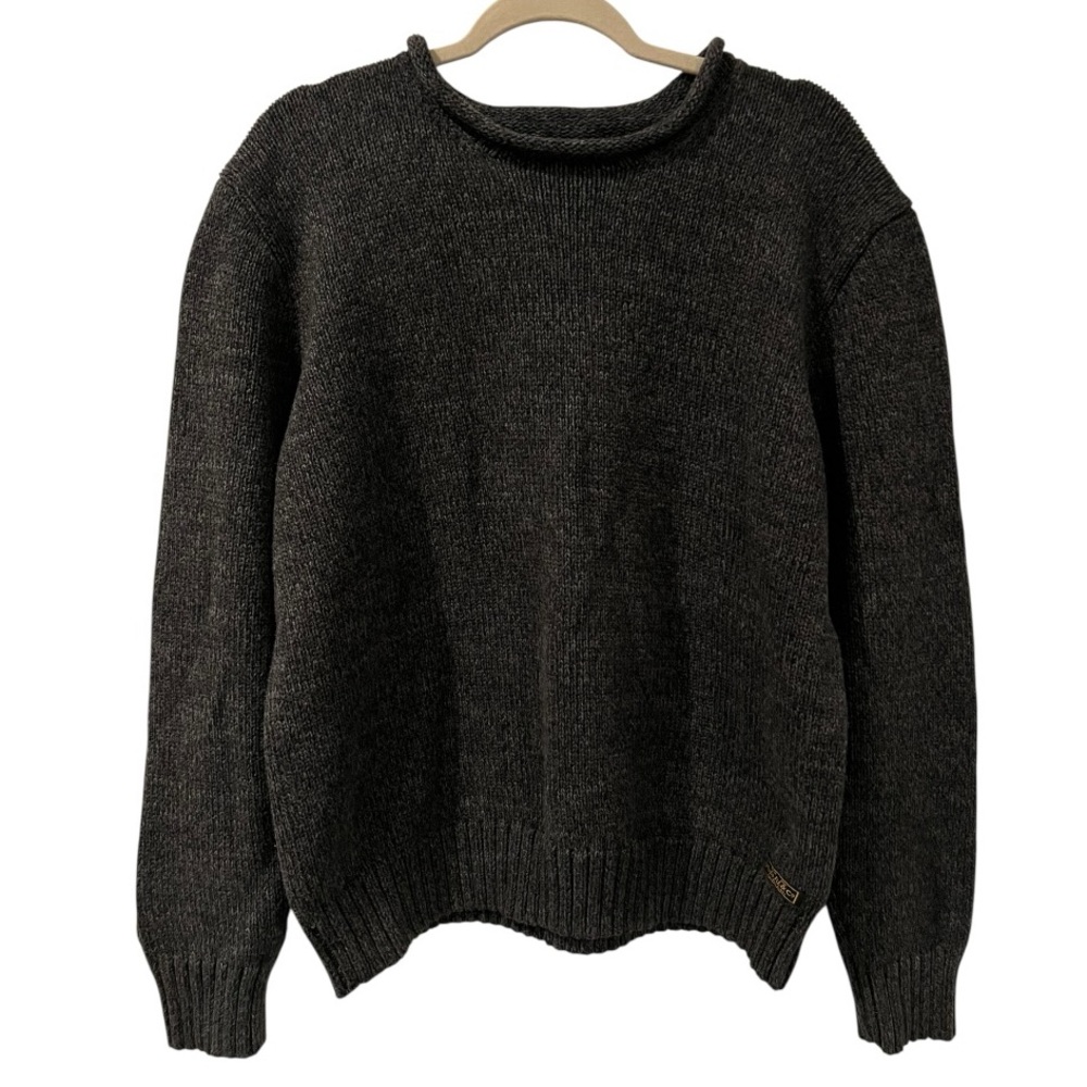Polo Ralph Lauren Vtg Roll Neck Pullover 100% Cotton Knit Sweater | Gray | Large